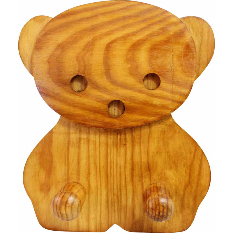 Vintage solid pine teddy bear coat rack