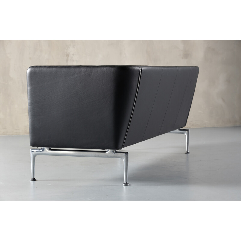 Vintage Vitra Suita 2-Sitzer Sofa in schwarzem Leder von Charles und Ray Eames, Deutschland 1990