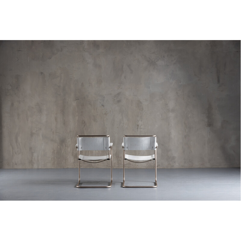 Paire de fauteuils  vintate S34 en cuir blanc par Mart Stam pour Thonet, Hollande 1930