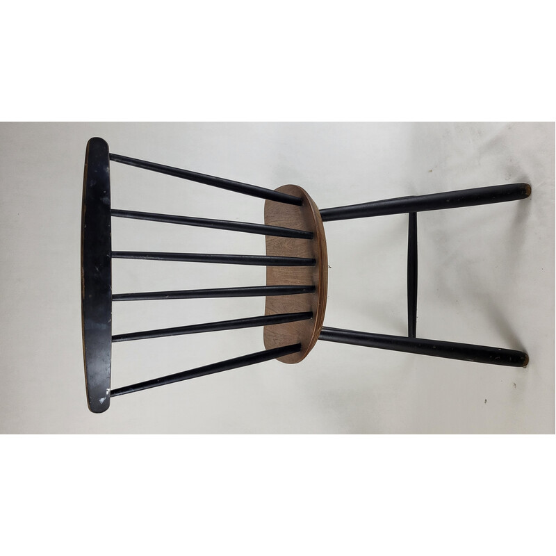 Chaise vintage en bois noirci pour Pastoe, 1950
