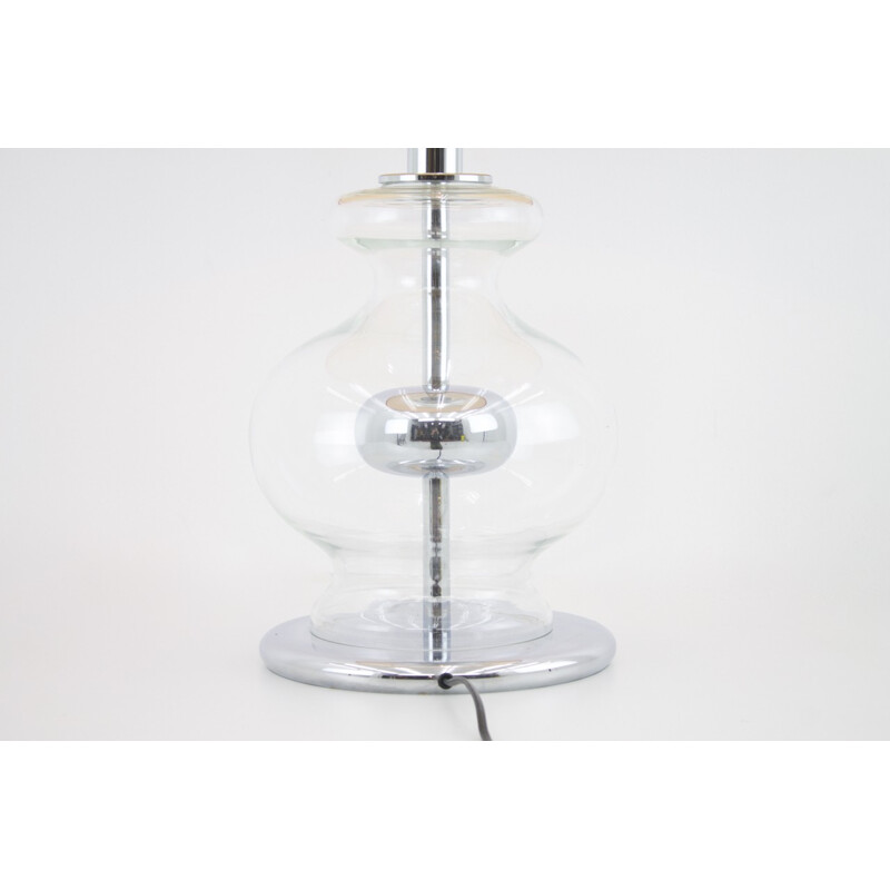 Grande lampe de table en verre et en chrome par Richard Essig - 1970