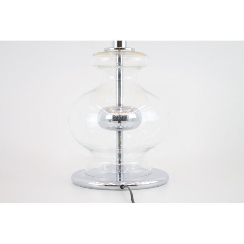 Large Glass and Chrom Table Lamp by Richard Essig - 1970s