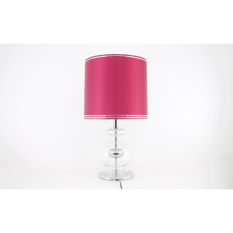 Large Glass and Chrom Table Lamp by Richard Essig - 1970s