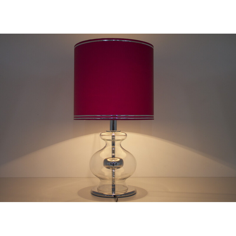 Large Glass and Chrom Table Lamp by Richard Essig - 1970s