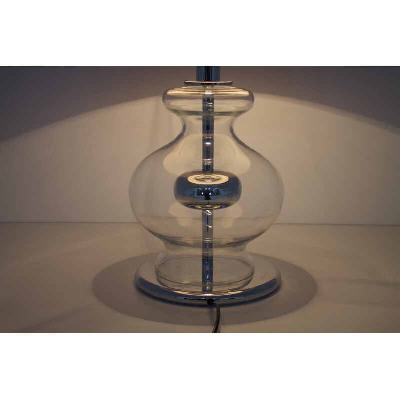 Large Glass and Chrom Table Lamp by Richard Essig - 1970s