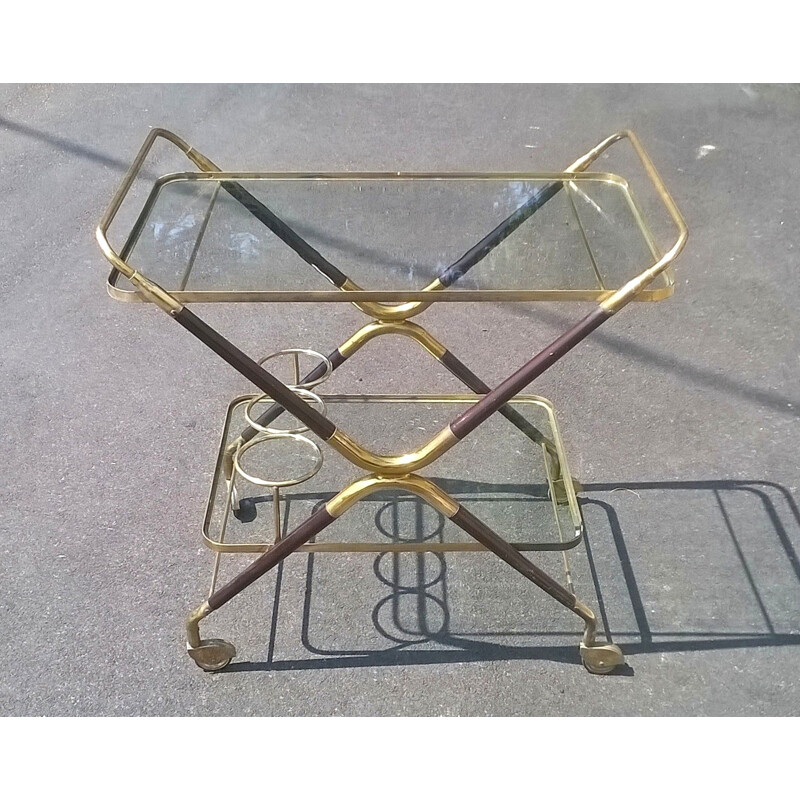 Beech wood serving bar cart by Cesare Lacca - 1950s