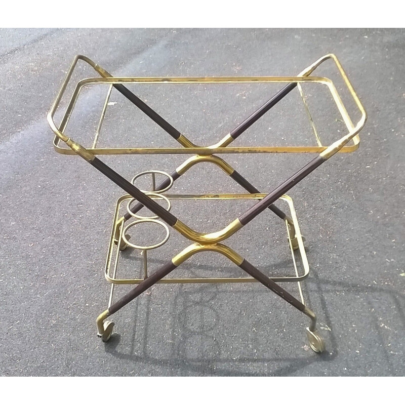 Beech wood serving bar cart by Cesare Lacca - 1950s