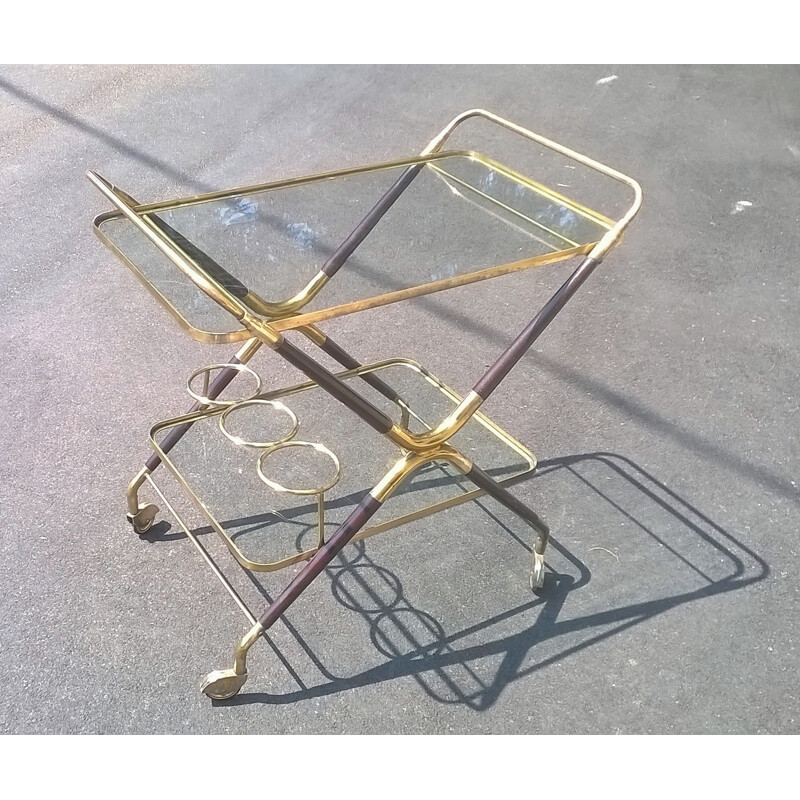 Beech wood serving bar cart by Cesare Lacca - 1950s