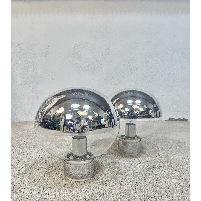Pair of vintage chrome glass wall lights by Motoko Ishii for Staff, Germany 1960