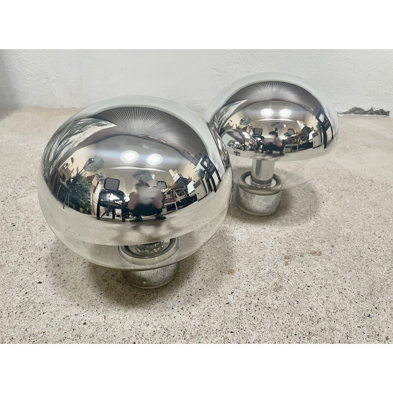 Pair of vintage chrome glass wall lights by Motoko Ishii for Staff, Germany 1960