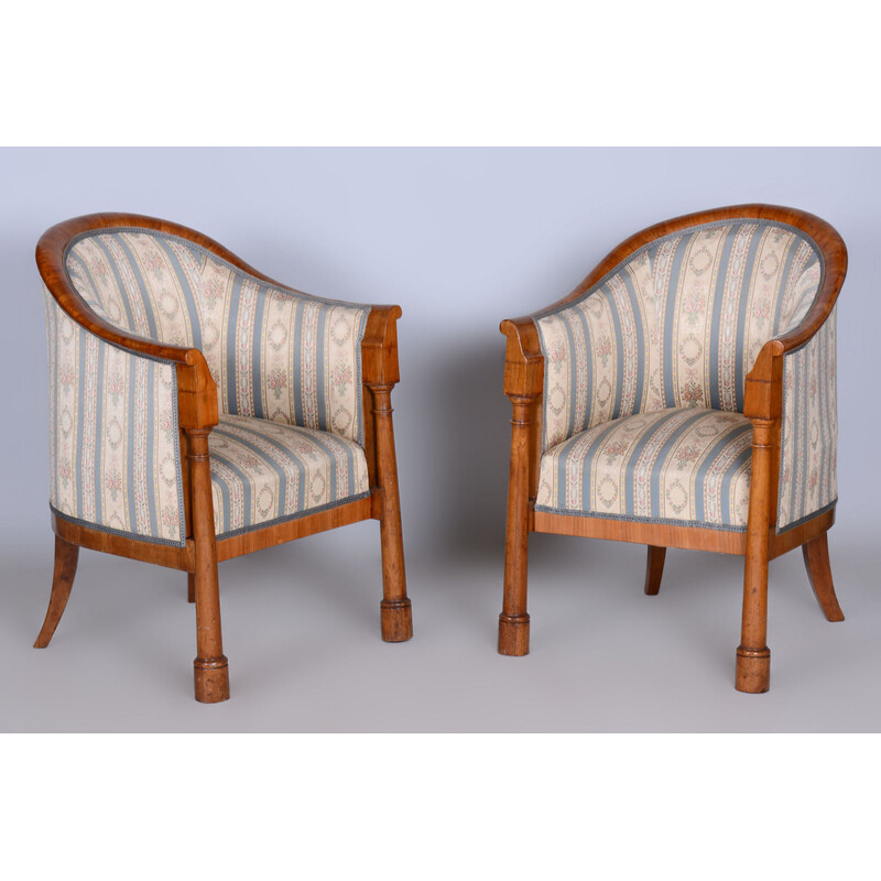 Vintage Biedermeier seating set in birch wood, Austria 1830