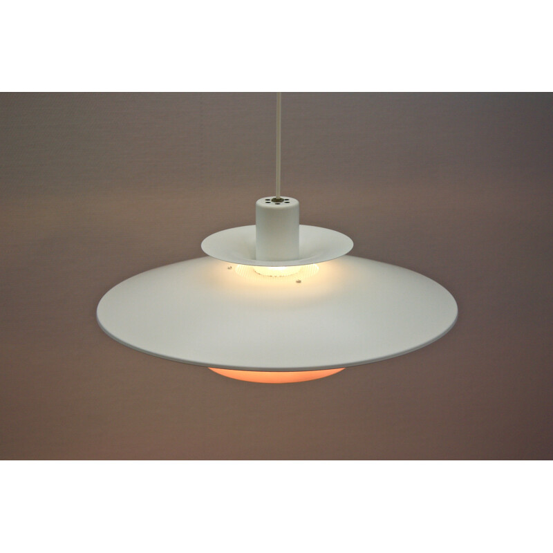 Danish mid-century pendant in white with terra accent - 1960s