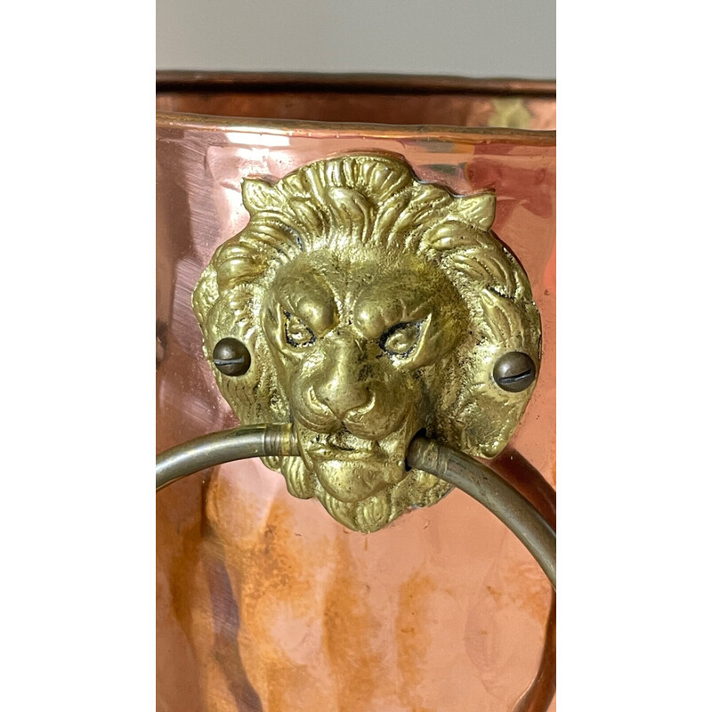 Paragüero vintage de cobre con cabeza de león