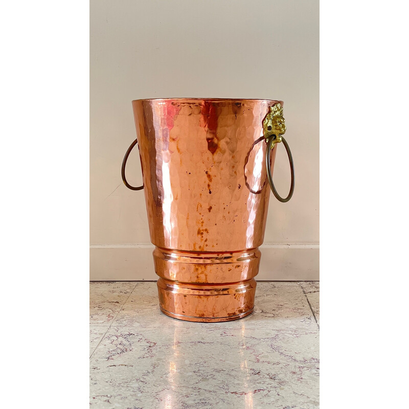 Vintage copper lion head umbrella stand