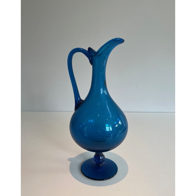 Pichet vintage en verre bleuté pour Stilnovo, Italie 1970