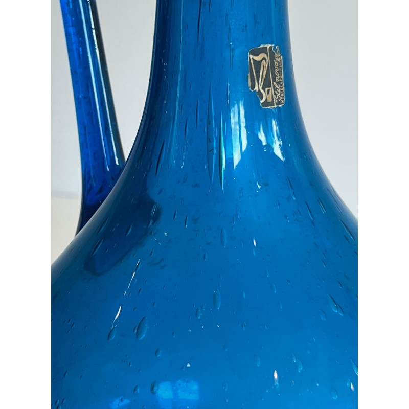 Pichet vintage en verre bleuté pour Stilnovo, Italie 1970