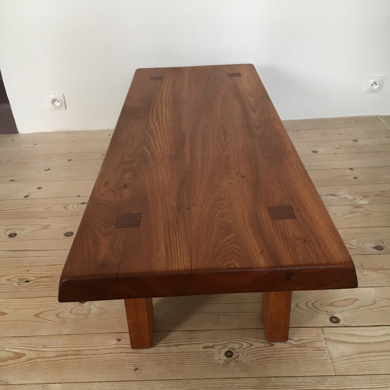 Vintage T 08 coffee table in elm by Pierre Chapo, 1970