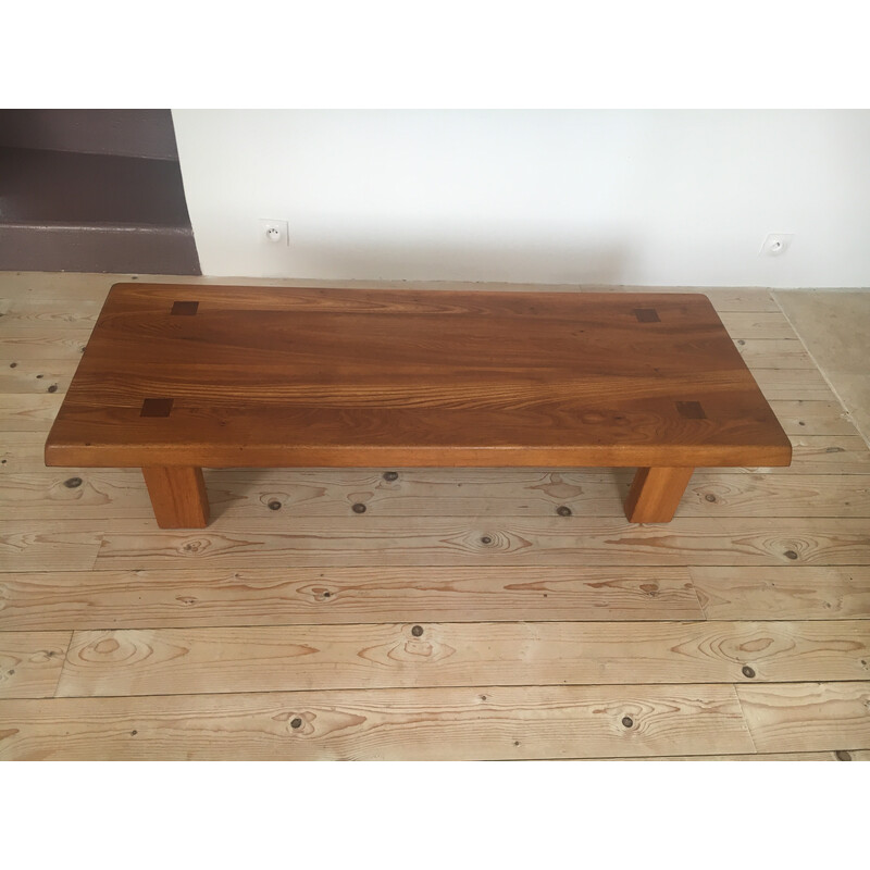 Vintage T 08 coffee table in elm by Pierre Chapo, 1970