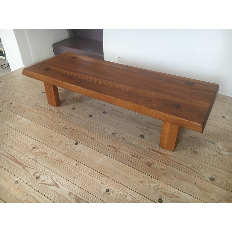 Vintage T 08 coffee table in elm by Pierre Chapo, 1970