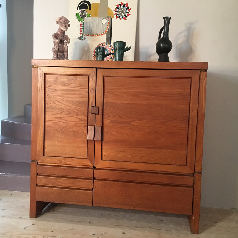 Vintage R.18.A sideboard in elm by Pierre Chapo, 1970