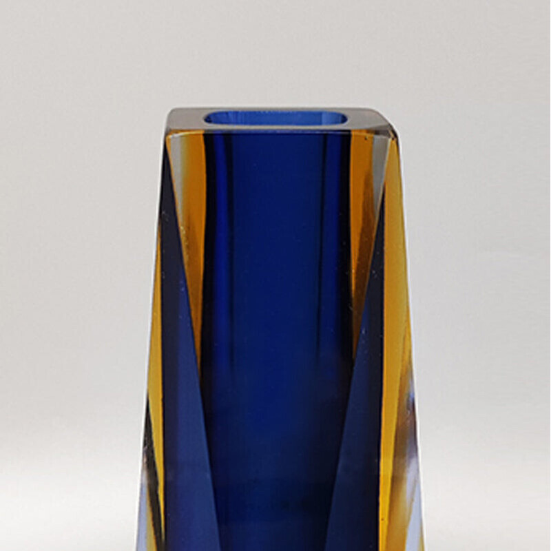 Vintage blue Murano glass vase by Mandruzzato, Italy 1960
