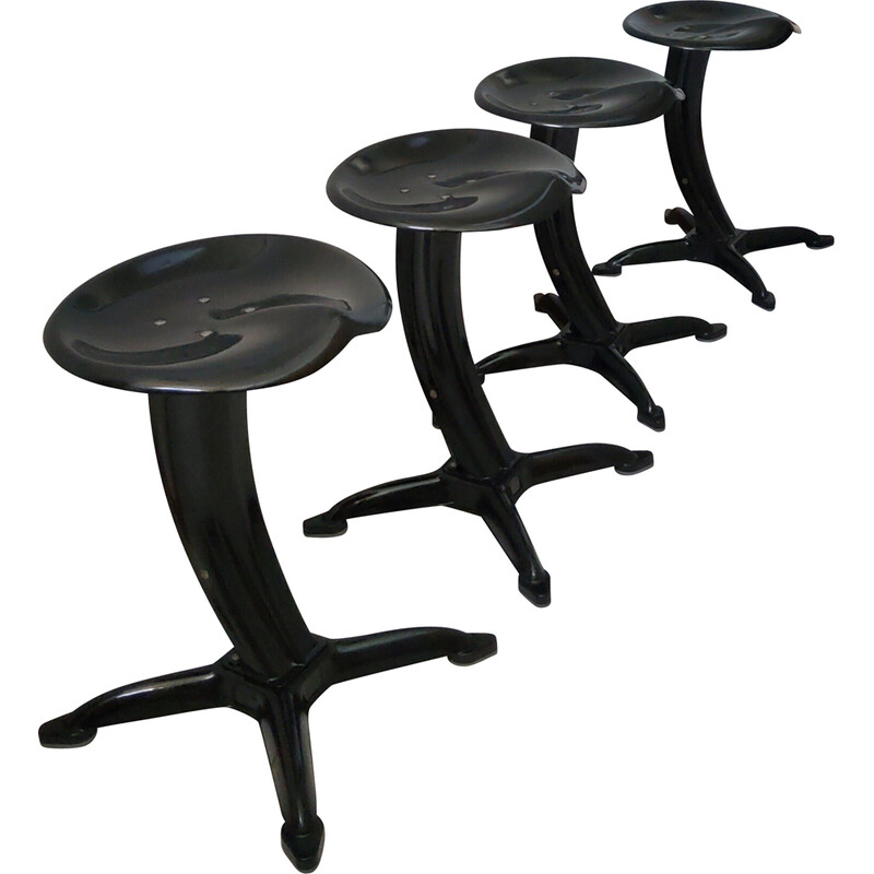 Set of 4 vintage Lotus stools by Yasu Sasamoto for Dulton