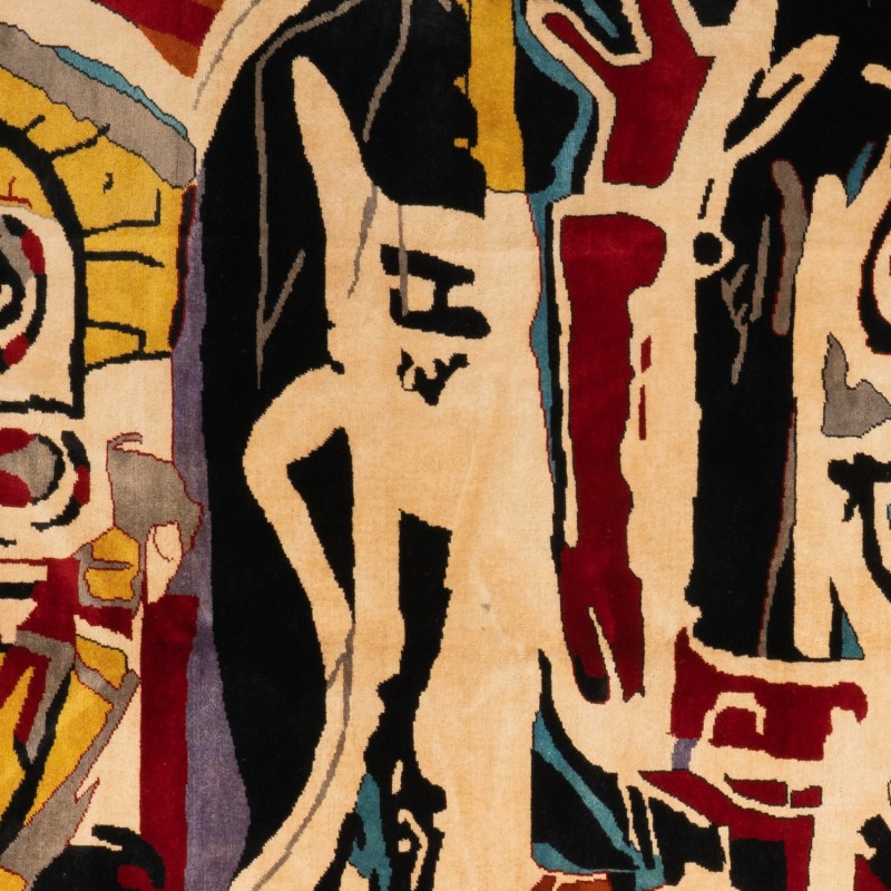 Tapis vintage « Têtes de poule » par Jean-Michel Basquiat, 1982