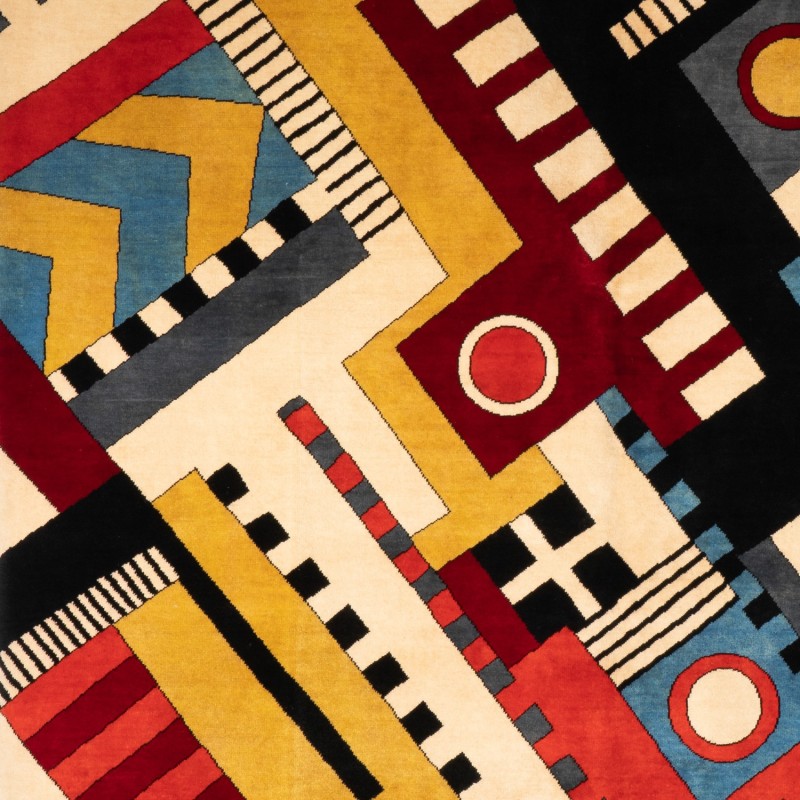 Tapis vintage en laine Mérinos motif géométrique