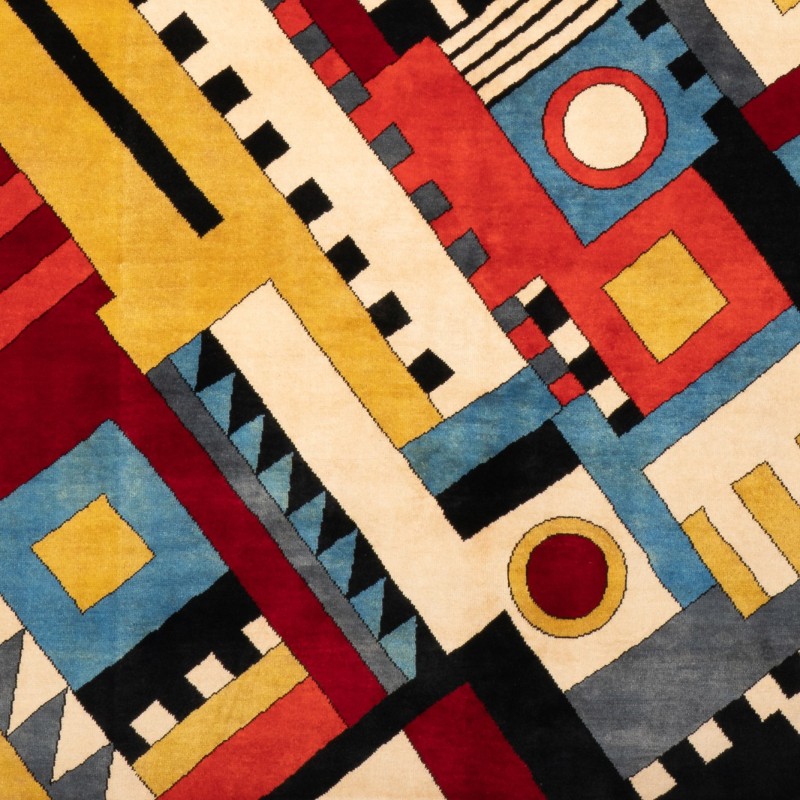 Vintage Merino wool rug with geometric pattern