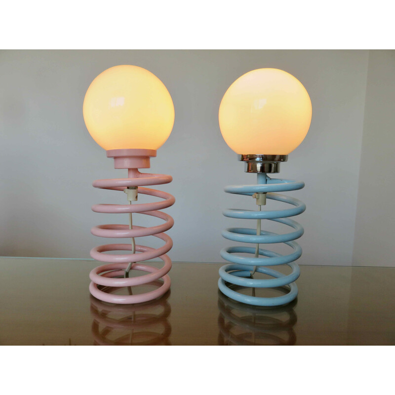 Pair of vintage glass and metal lamps by Ingo Maurer, Germany 1970