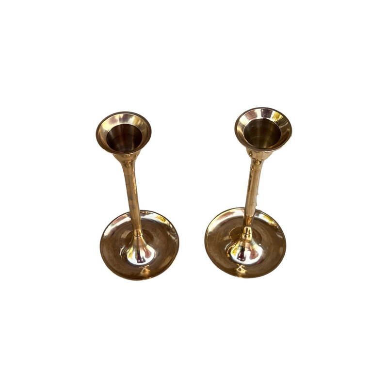 Vintage brass candle holders, Sweden 1970