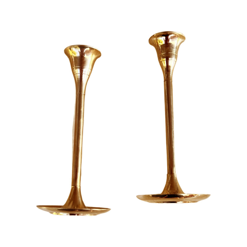 Vintage brass candle holders, Sweden 1970