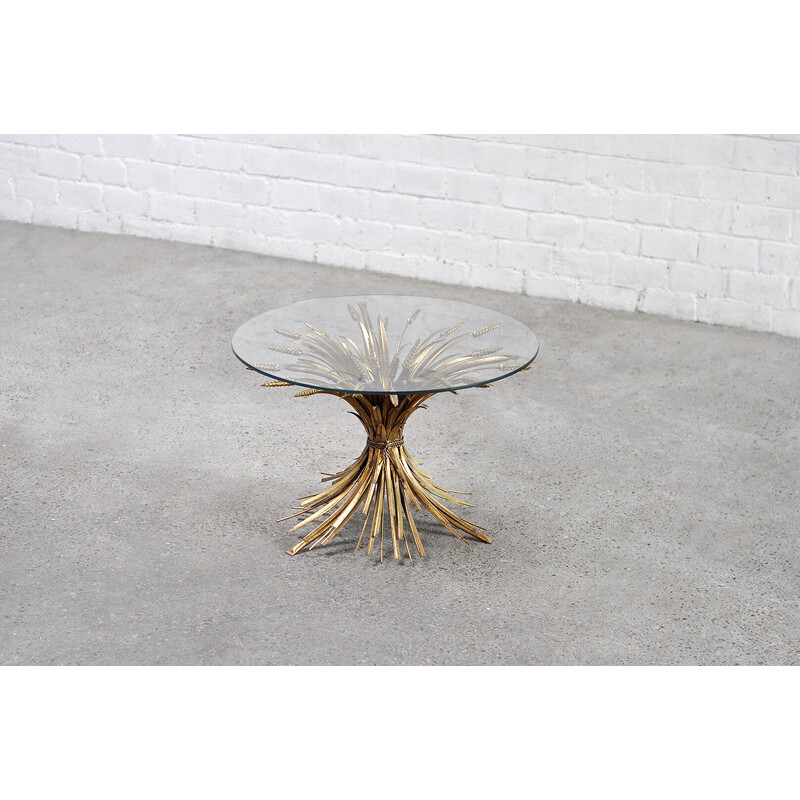 Vintage coffee table in gilded wheat sheaf and metal, 1960