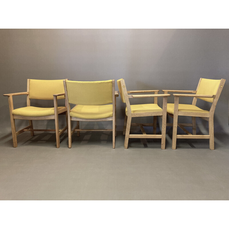 Lot de 4 fauteuils vintage en chêne massif de Hans Wegner pour Getama, 1960