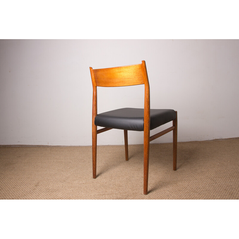 Set of 6 vintage model 418 chairs in teak and skai by Arne Vodder for Sibast, Denmark 1960