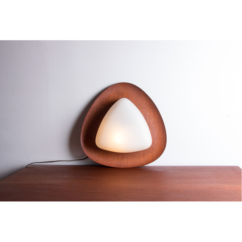 Vintage teak and opaline glass wall lamp by Goggredo Regianni for Regianni, Italy 1960