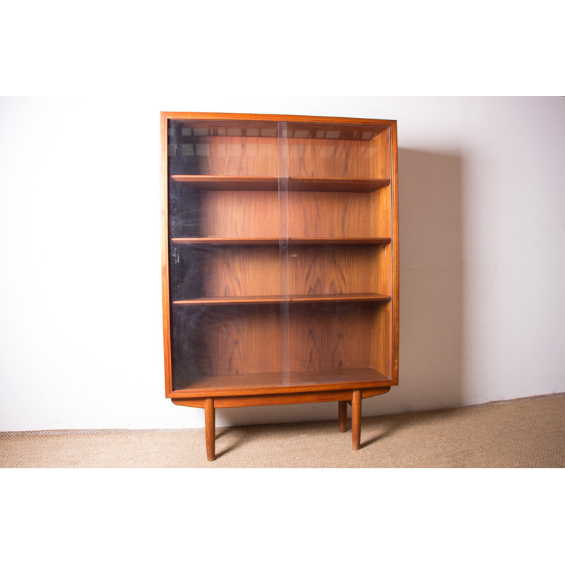 Vintage teak display bookcase by Borge Mogensen for Soborg, Denmark 1960