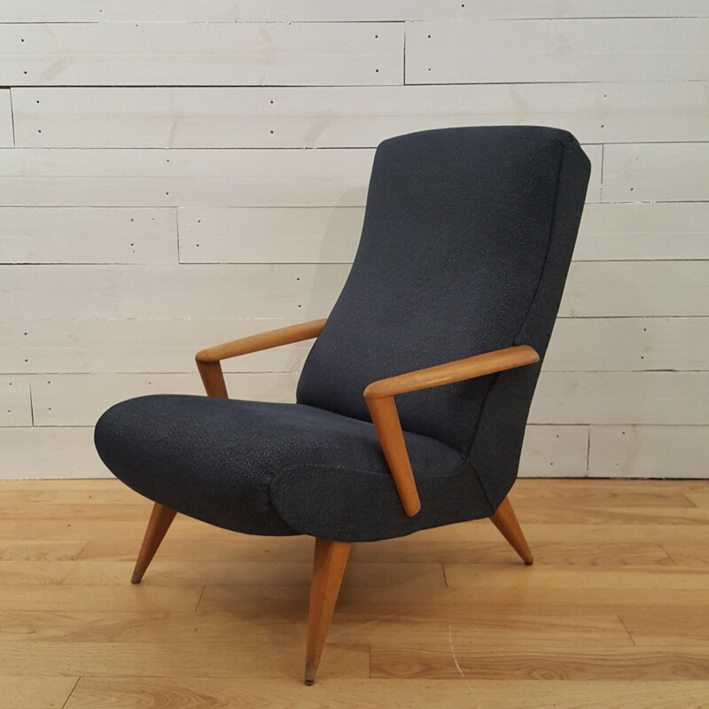 Paire de fauteuils vintage gris foncé - 1950