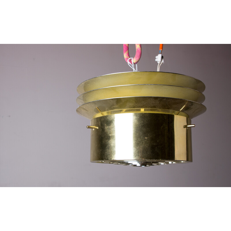 Vintage T742 pendant lamp in brass and metal by Hans Agne Jakobson, Denmark 1960