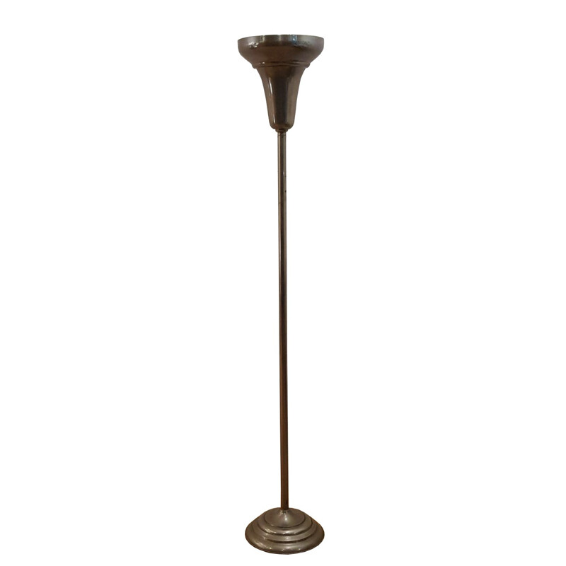 Brushed metal modernist floor lamp - 1930s