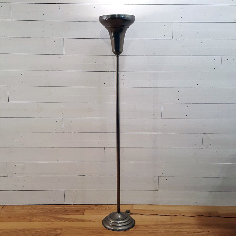 Brushed metal modernist floor lamp - 1930s