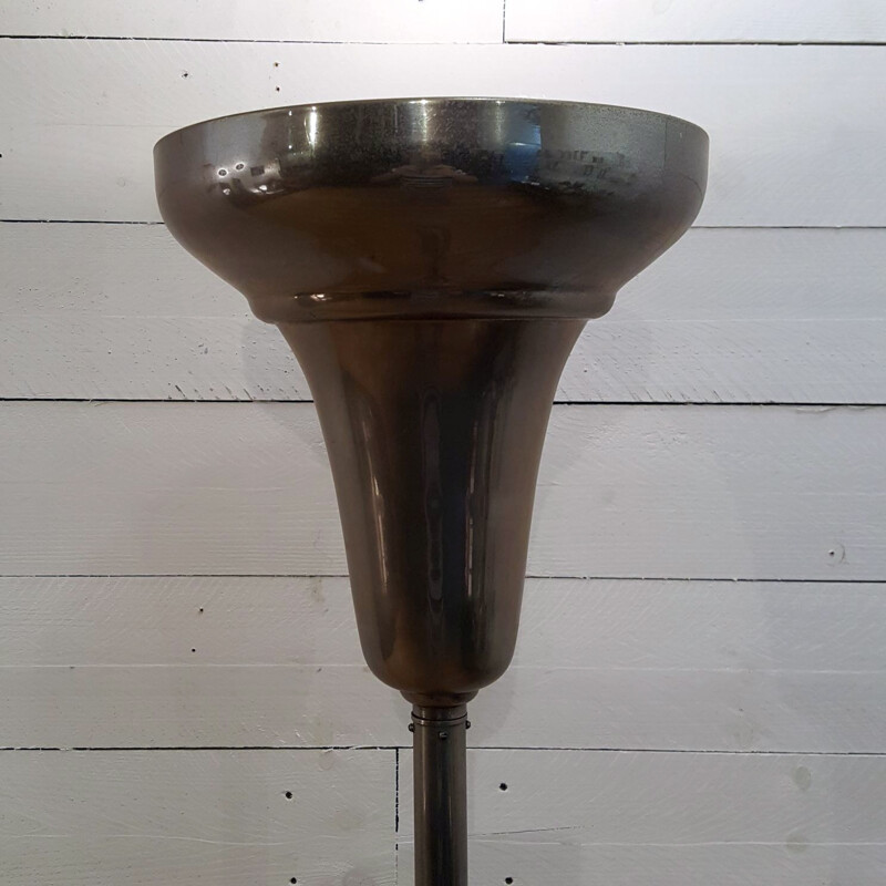 Brushed metal modernist floor lamp - 1930s