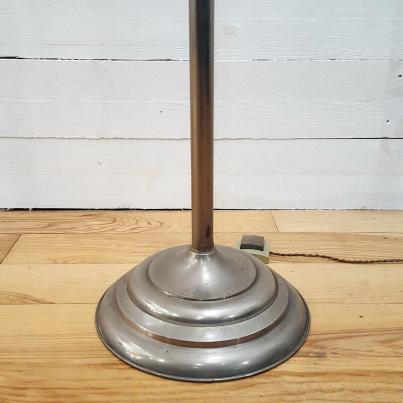 Brushed metal modernist floor lamp - 1930s