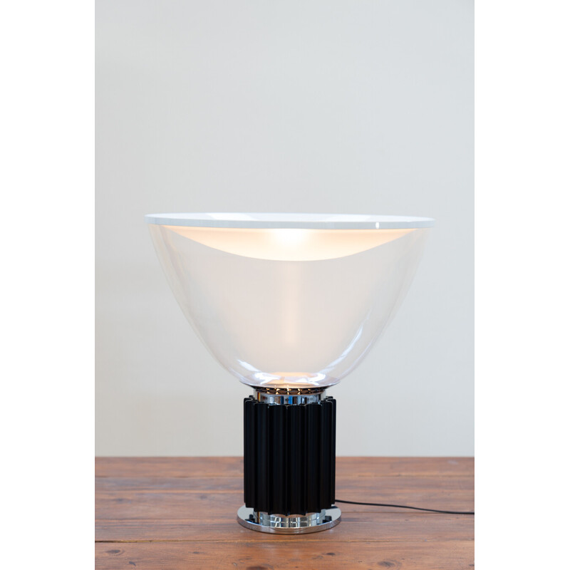 Vintage Taccia lamp in glass and metal by Achille and Pier Giacomo Castiglioni for Flos, Italy 1962