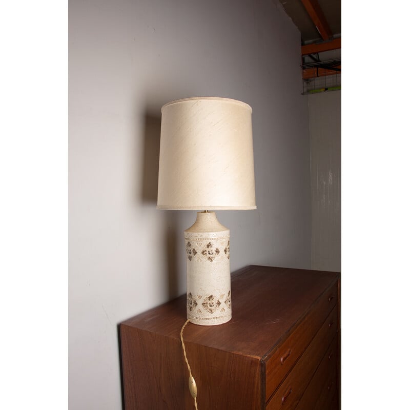 Vintage table lamp in beige enamelled stoneware by Bitossi for Bergboms, Denmark 1960