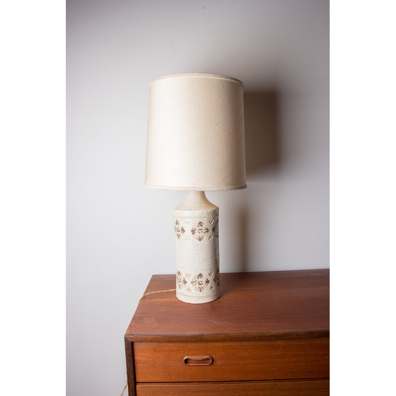 Vintage table lamp in beige enamelled stoneware by Bitossi for Bergboms, Denmark 1960