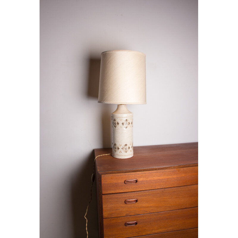 Vintage table lamp in beige enamelled stoneware by Bitossi for Bergboms, Denmark 1960