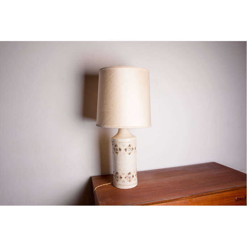 Vintage table lamp in beige enamelled stoneware by Bitossi for Bergboms, Denmark 1960
