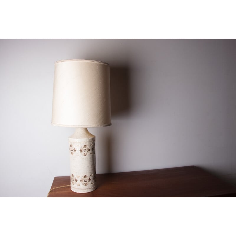 Vintage table lamp in beige enamelled stoneware by Bitossi for Bergboms, Denmark 1960