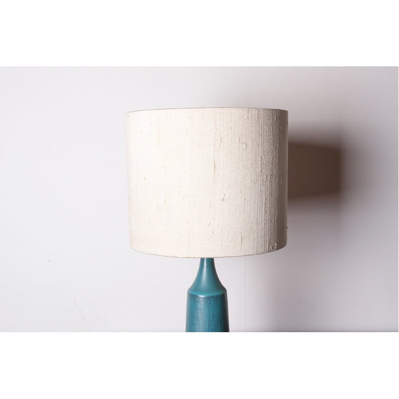 Vintage matte blue stoneware table lamp by Gunnar Nylund for Nymolle, Denmark 1960